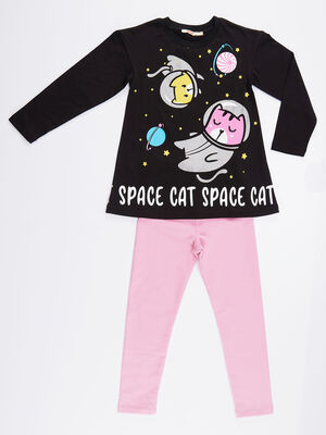 Uzaylı Kedi Kız Tunik Takım