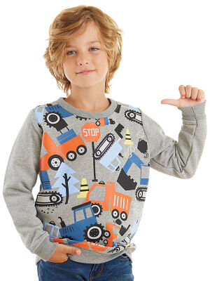 Vehicles Boy Grey Sweatshirt - 1