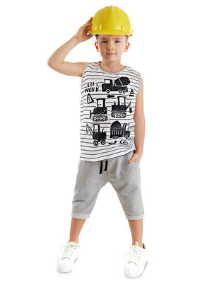 Vehicles Striped Boy T-shirt&Capri Pants Set