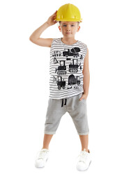 Vehicles Striped Boy T-shirt&Capri Pants Set - 1