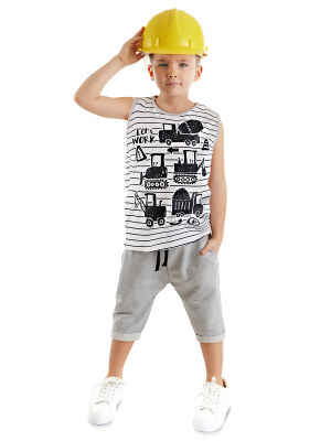 Vehicles Striped Boy T-shirt&Capri Pants Set - 1