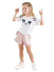 White Cat T-shirt&Shorts Set - 1