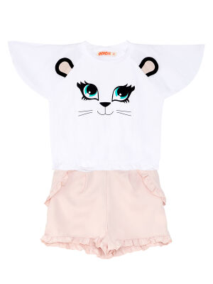 White Cat T-shirt&Shorts Set - 3