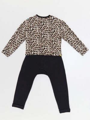 Wow Leopar Kız Çocuk T-shirt Pantolon Takım - 4