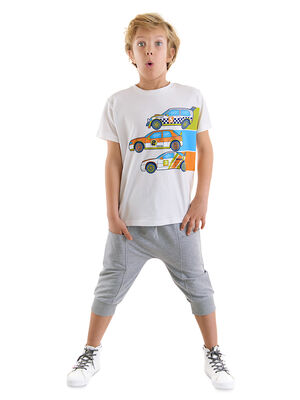 Yarışçı Erkek Çocuk T-shirt Kapri Şort Takım
