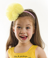 Yellow Tulle Pompom Headband - 1