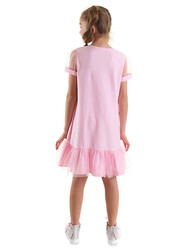 Yıldızlı Unicorn Kız Çocuk Pembe Tüllü Elbise - Thumbnail