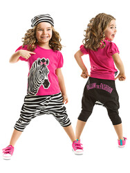 Zebra Fashion Kız Çocuk T-shirt Kapri Şort Takım - Thumbnail