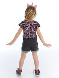 Zebra Girl T-shirt&Denim Shorts Set - 2