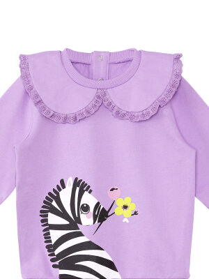 Zebra Kız Bebek Lila Sweatshirt - 3