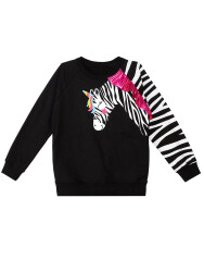 Zebra Ruffled Girl Black Sweatshirt - 3